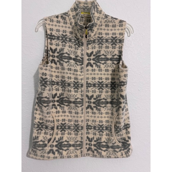 Woolrich Jackets & Blazers - Woolrich Womens Fleece Vest Snowflake Print Full Zip Pockets‎ Cream Gray Size S